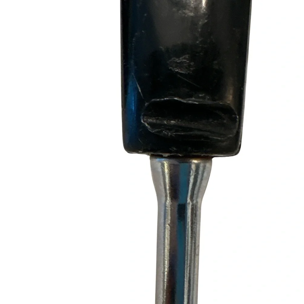 Vintage Ekco Keyhole Slotted Spatula USA Metal Chrome Black Handle 13
